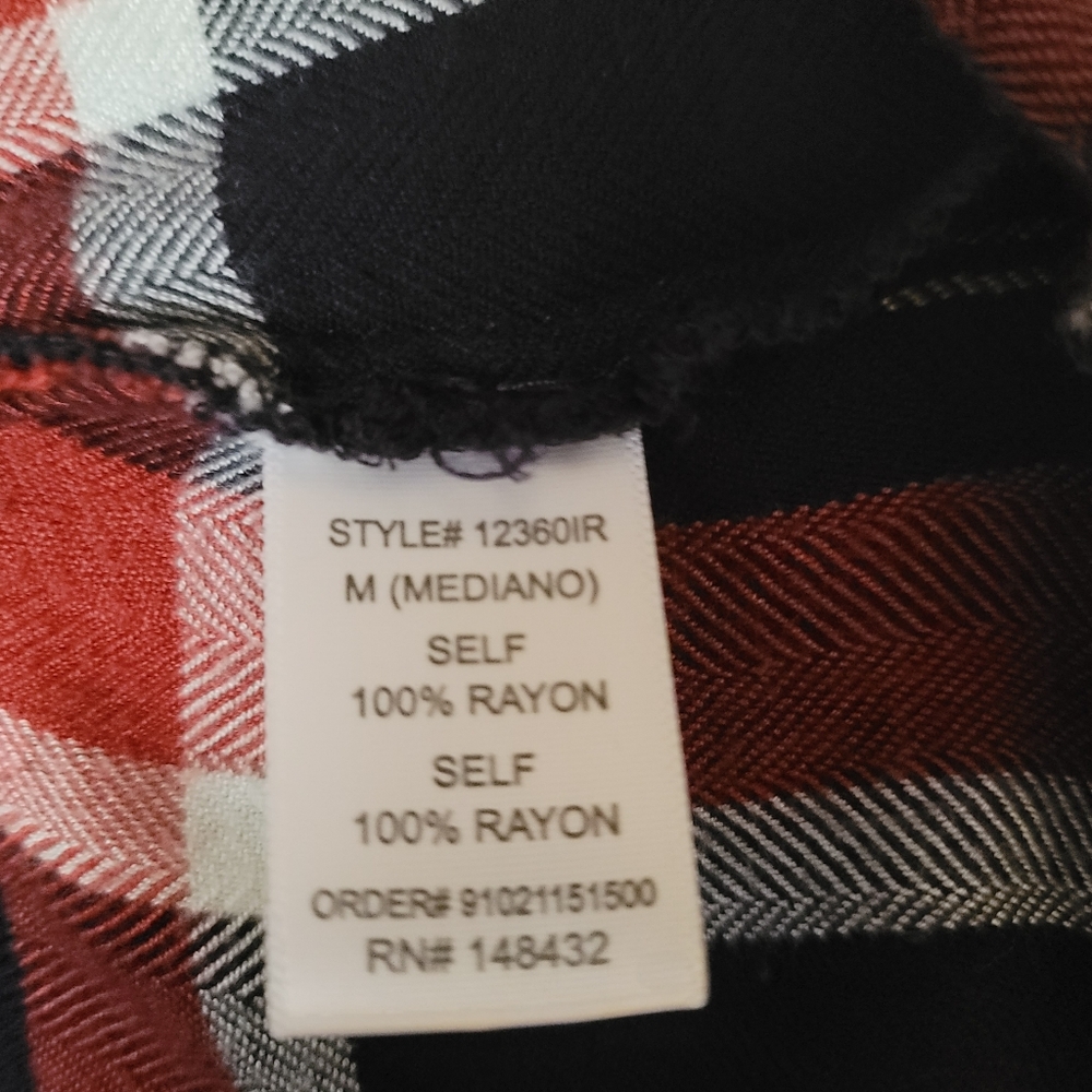 Fall Plaid Button Down Shirt - Orange, Black, White Size Medium Thanksgiving - Picture 5 of 9